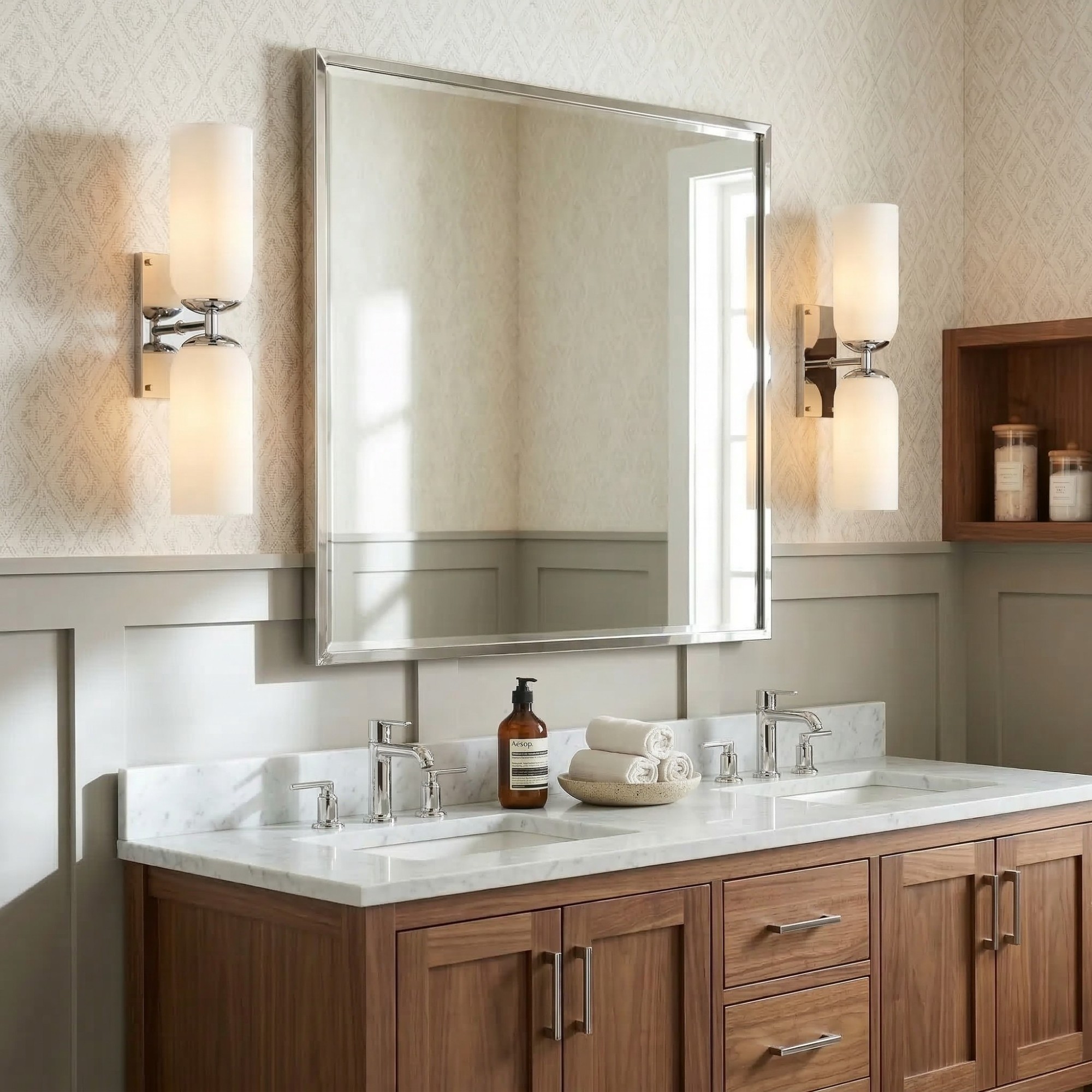 Iliana Rustic White Glass Double Tube Wall Sconce