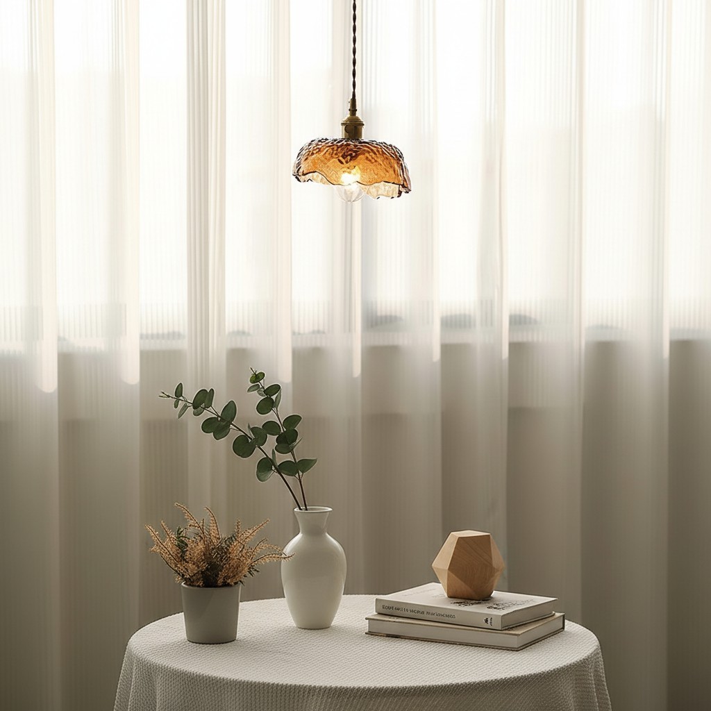 Nyxalis Vintage Brass Glass Pendant Light