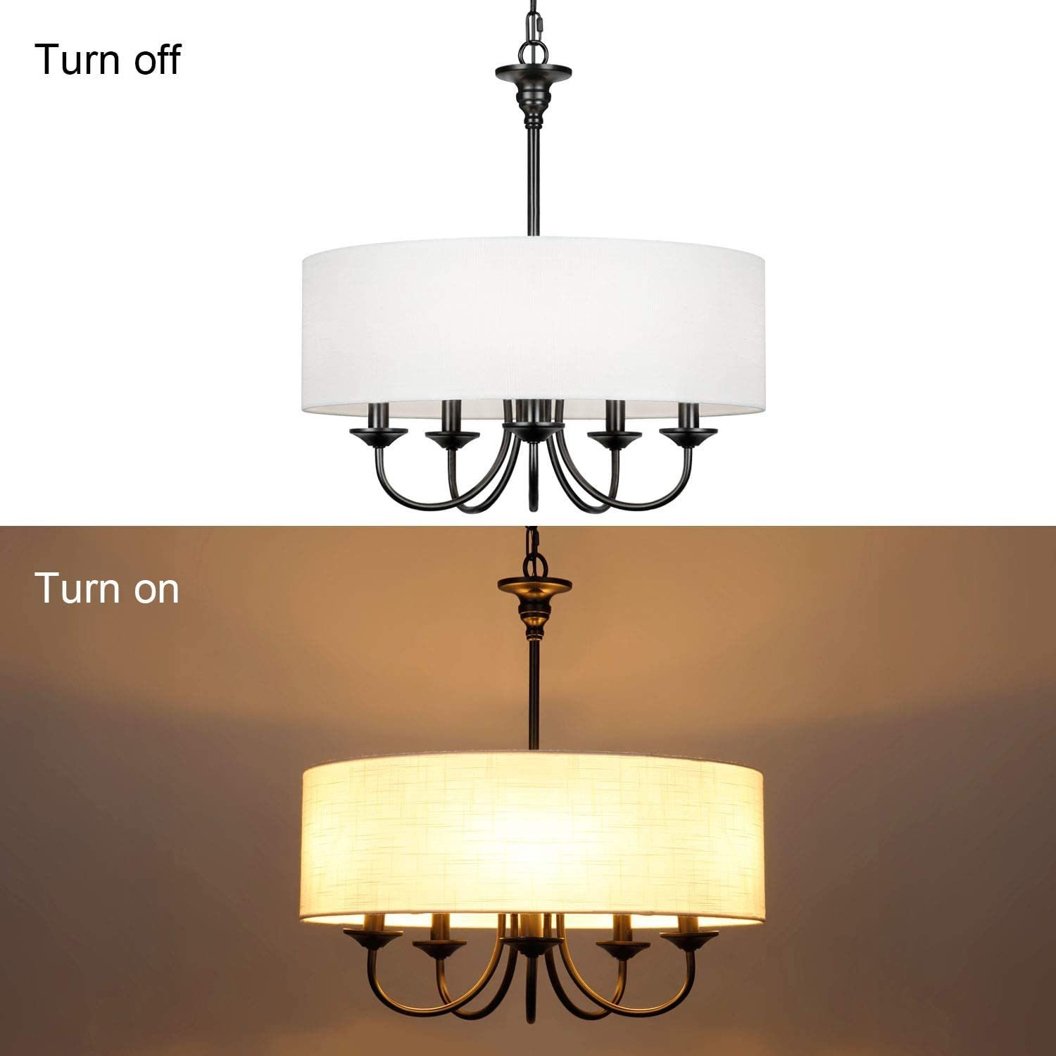 Nyneve 5 Light Dimmable Fabric Drum Chandelier