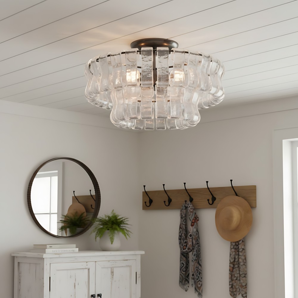 Giha Modern Double-Layer Curved Glass Chandelier