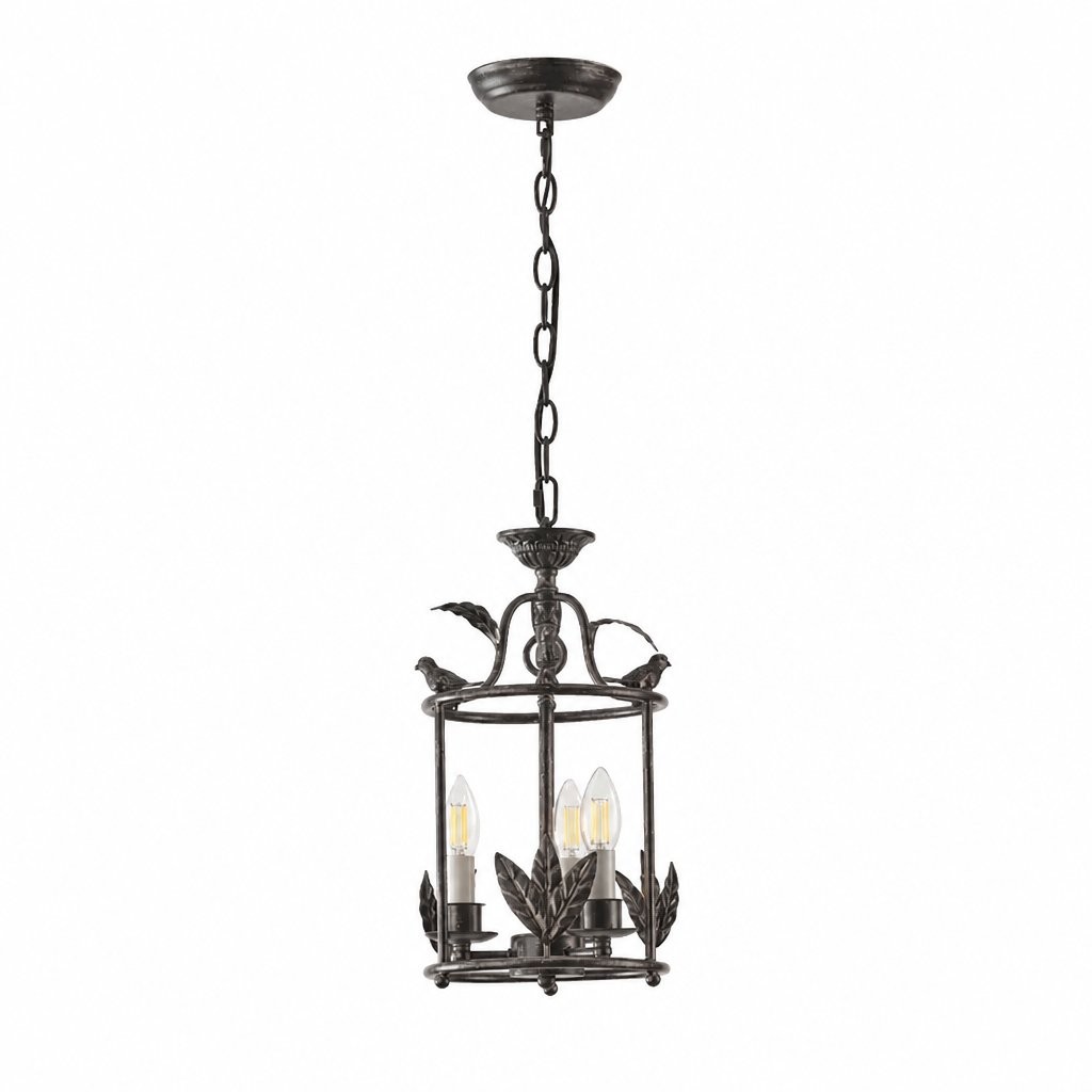 Bailee Vintage Decorative Leaf 3-Light Metal Lantern Pendant Light