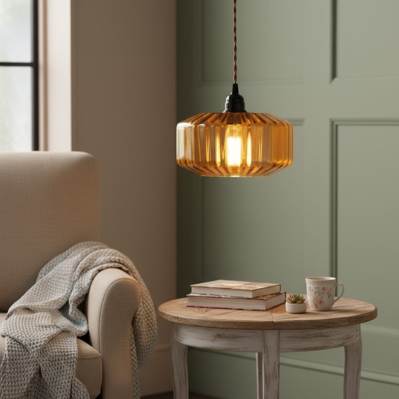 Ivan Vintage Handmade Striped Glass Pendant Light