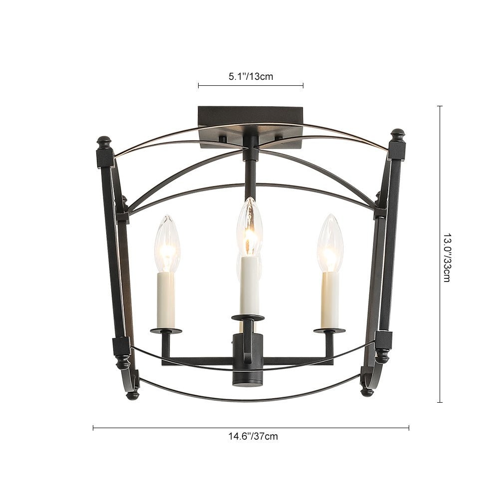 Celeste Retro 4 Light Open Frame Lantern Cage Ceiling Light
