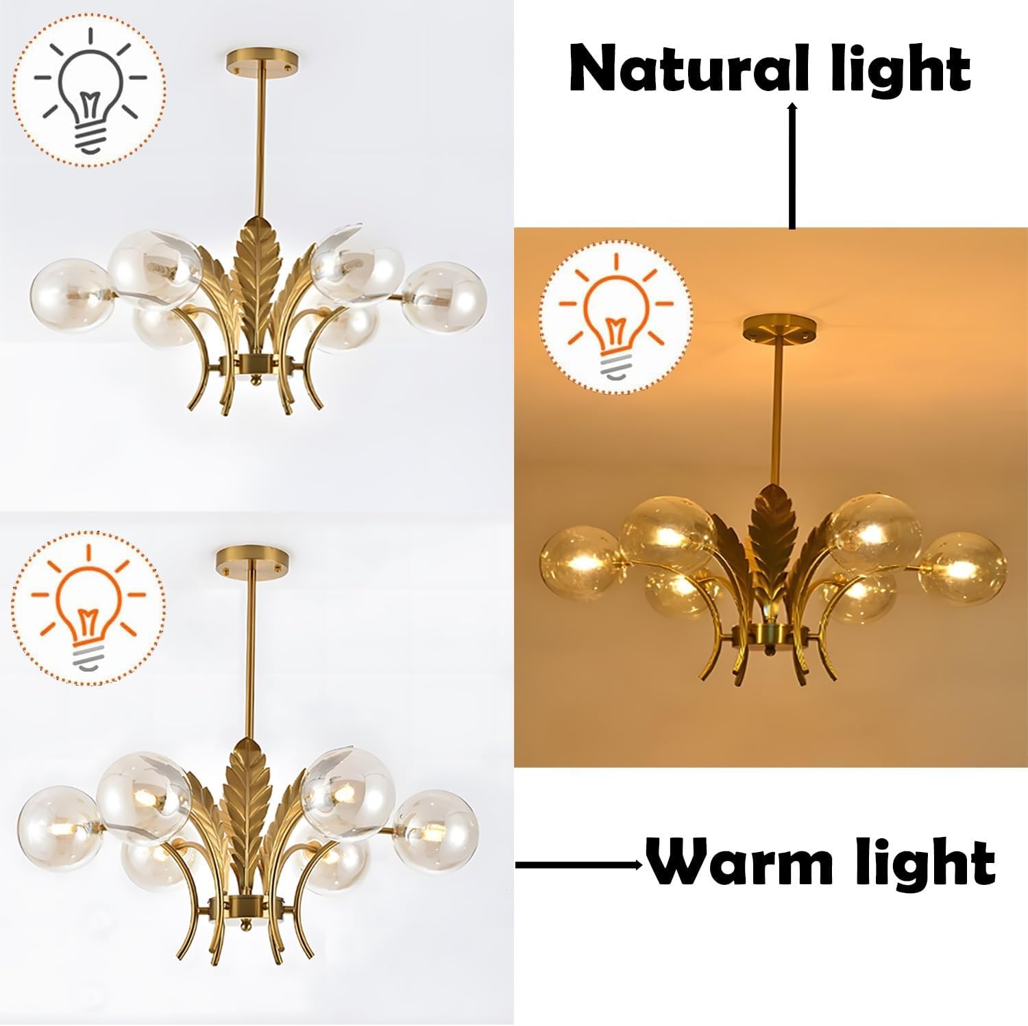 Zephyr Luxury 6-Lights Globe Glass Chandelier