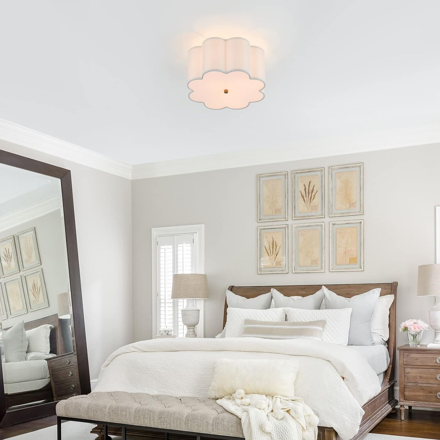 Halsey Fabric Floral Drum Shade Ceiling Light