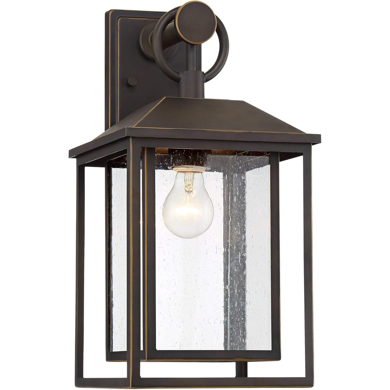 Mythor Bronze Textured Clear Glass Lantern Outdoor Sconce