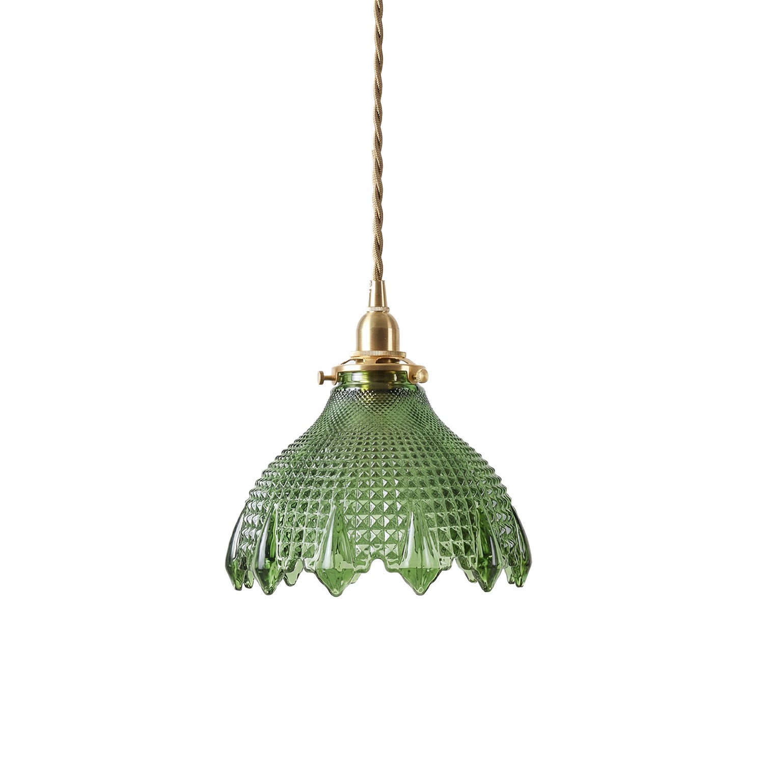 Gyran Retro Brass Lace Glass Pendant Light