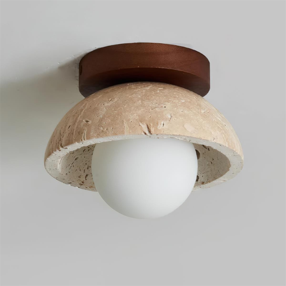 Flynn Wabi-sabi Bowl Shape Travertine Ceiling Light