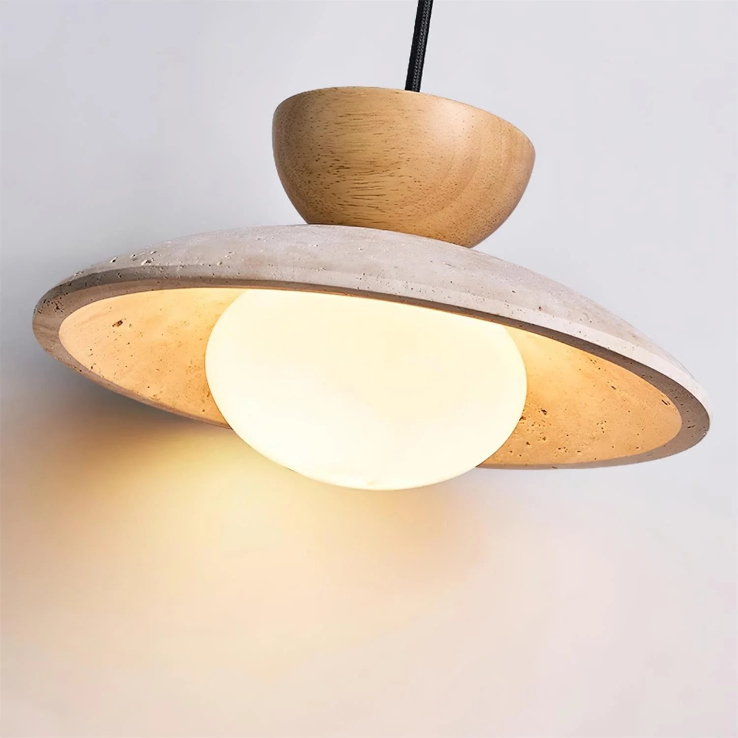 Tilda Modern Wabi-Sabi Travertine Dome Pendant Light