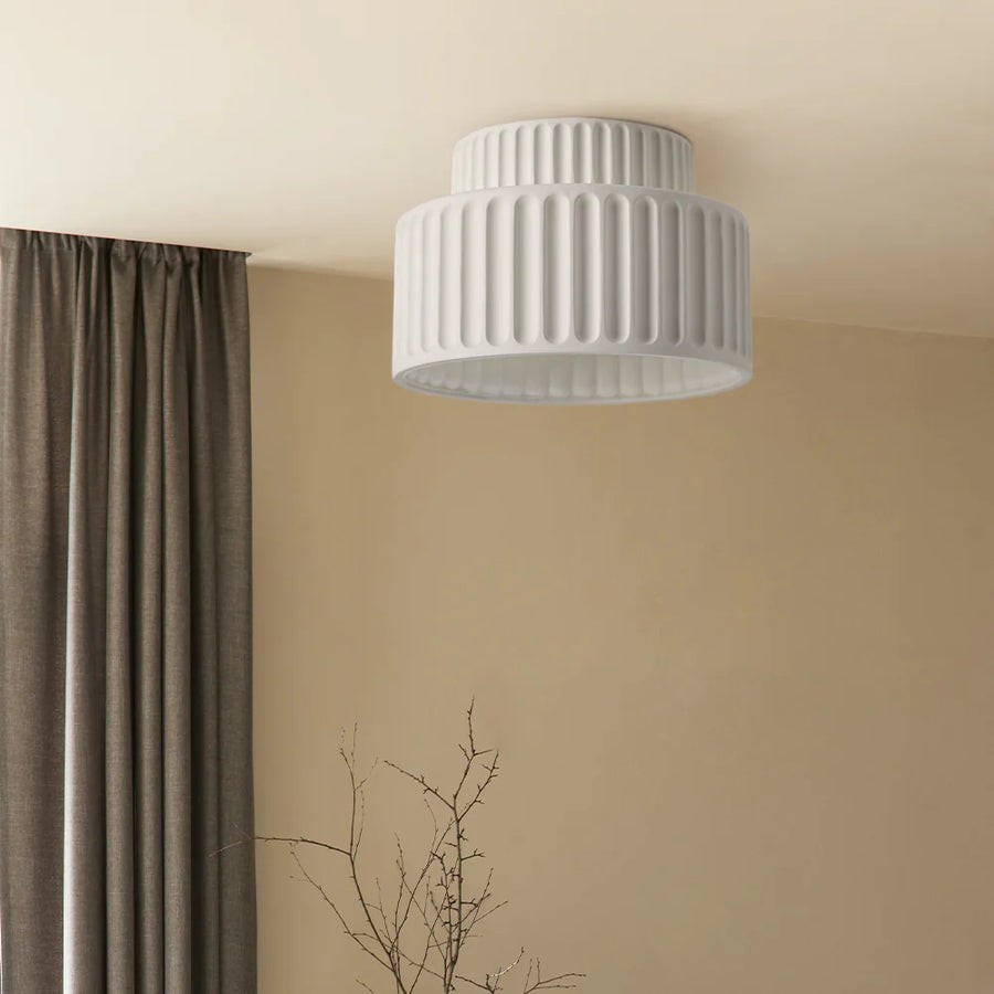 Nicola Vintage Resin Cream Breeze Drum Semi-Flush Mount Ceiling Light
