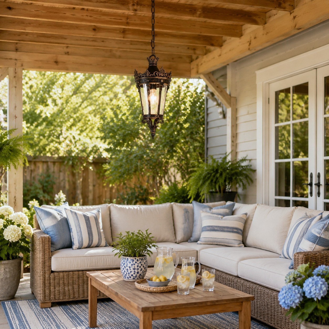 Sawyer Farmhouse Outdoor Patio Black Metal Pendant Light