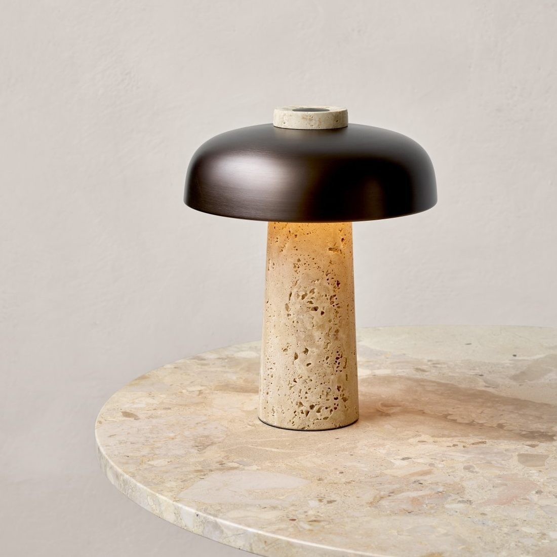 Salma Travertine Mushroom LED Table Lamp