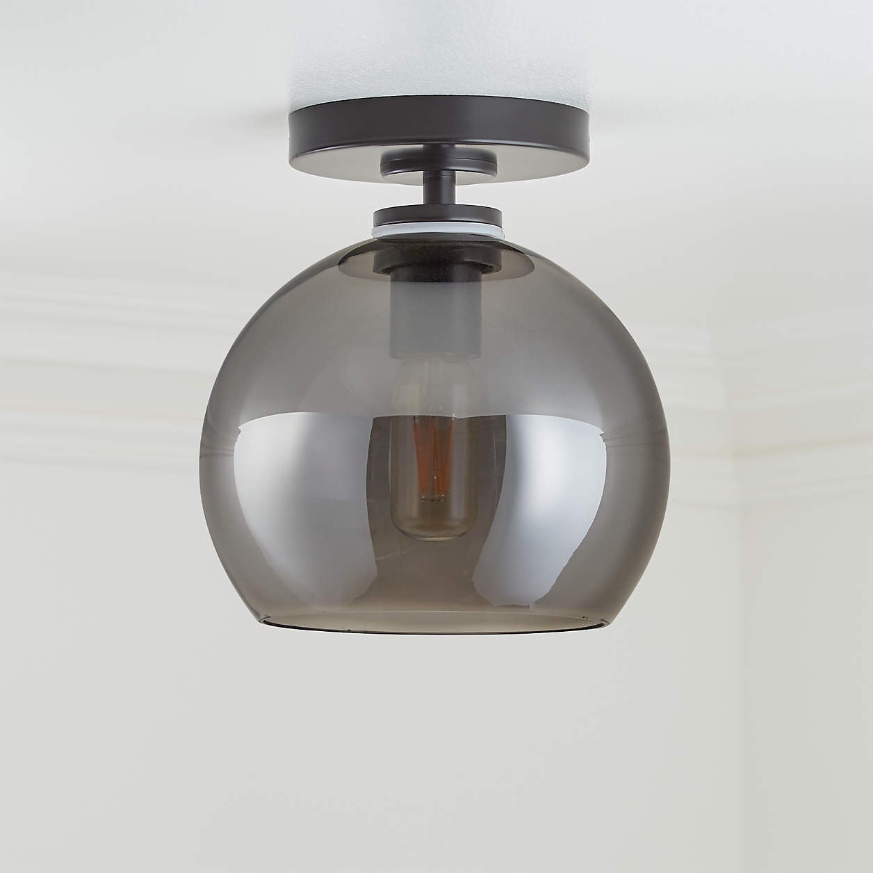 Pawson Minimalist Round Glass Brass Flush Mount Ceiling Light