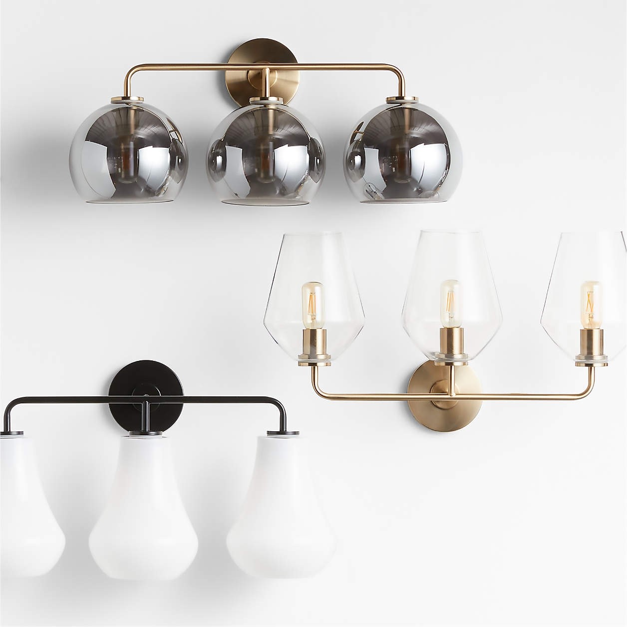 Konig Minimalist 3-Light Brass Glass Wall Light