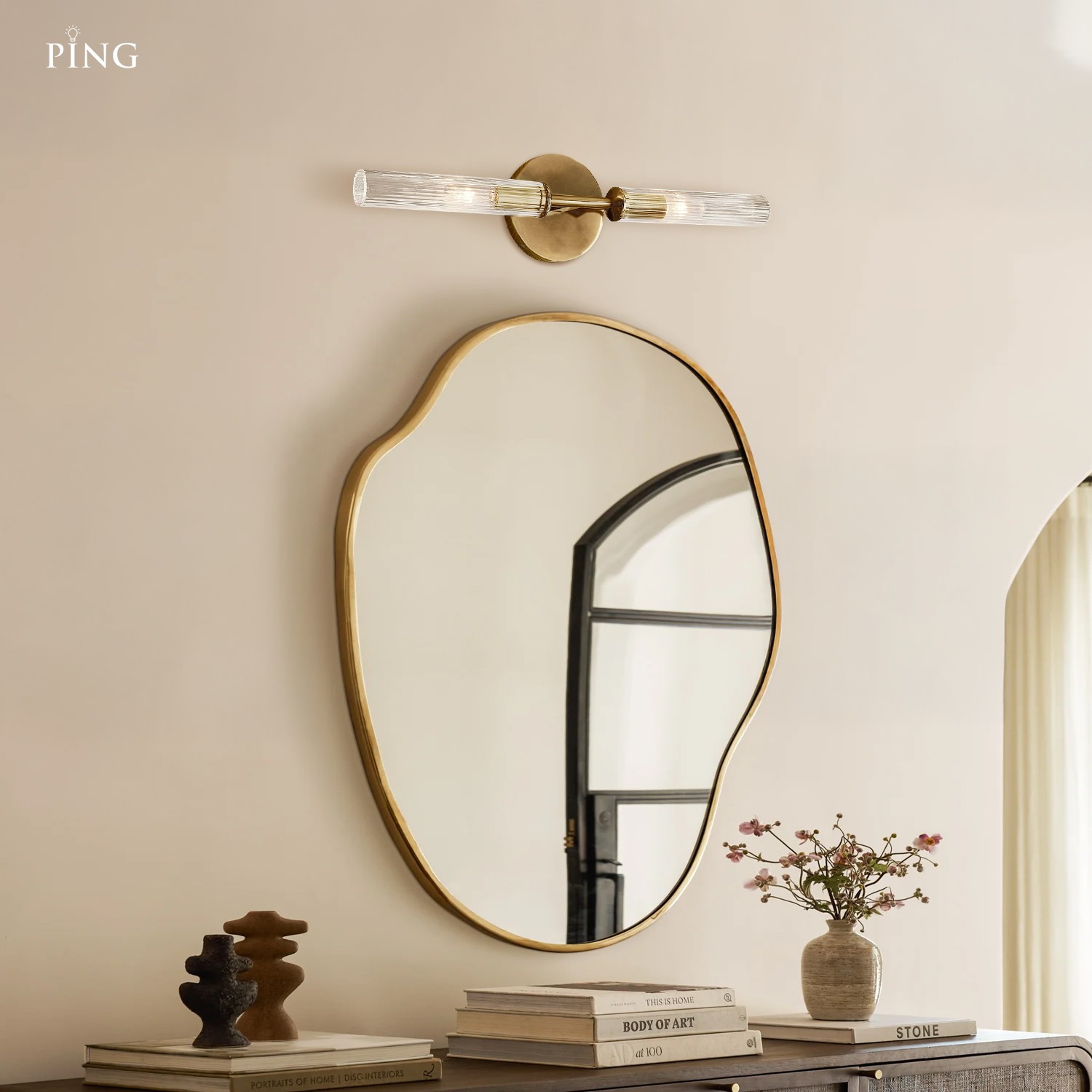 Alice Farmhouse Transparent Ribbed Glass Double Tube Sconce