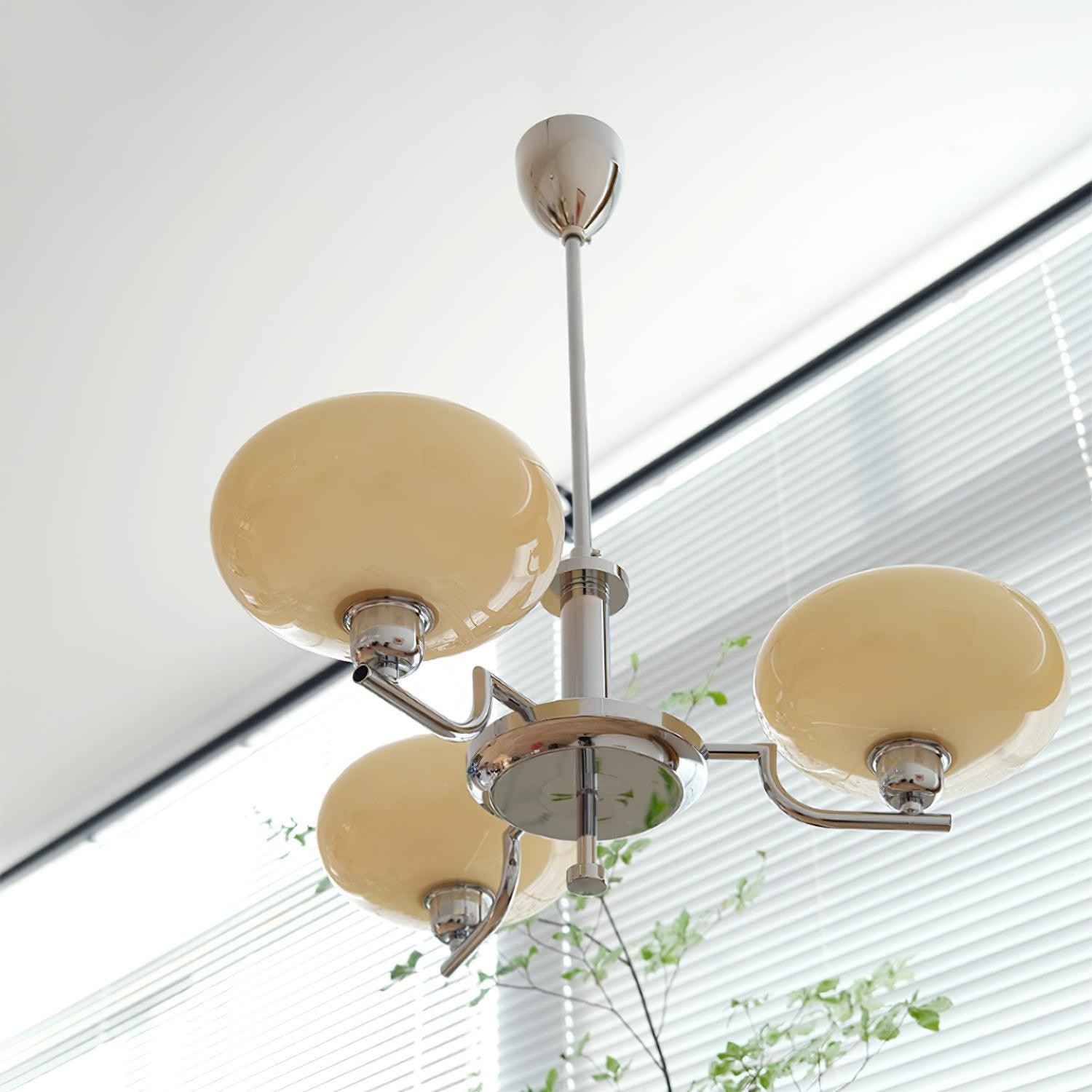 Shadella Modern Cream Glass Bauhaus Chandelier