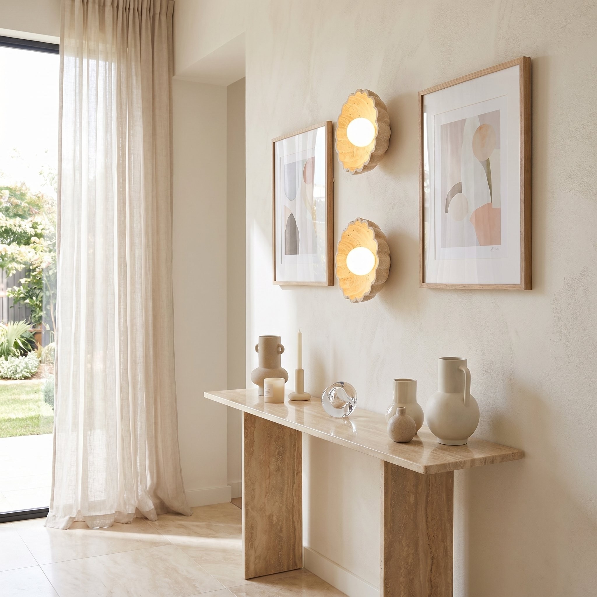 Ailish Modern Travertine Flower-Shaped Wall Lamp
