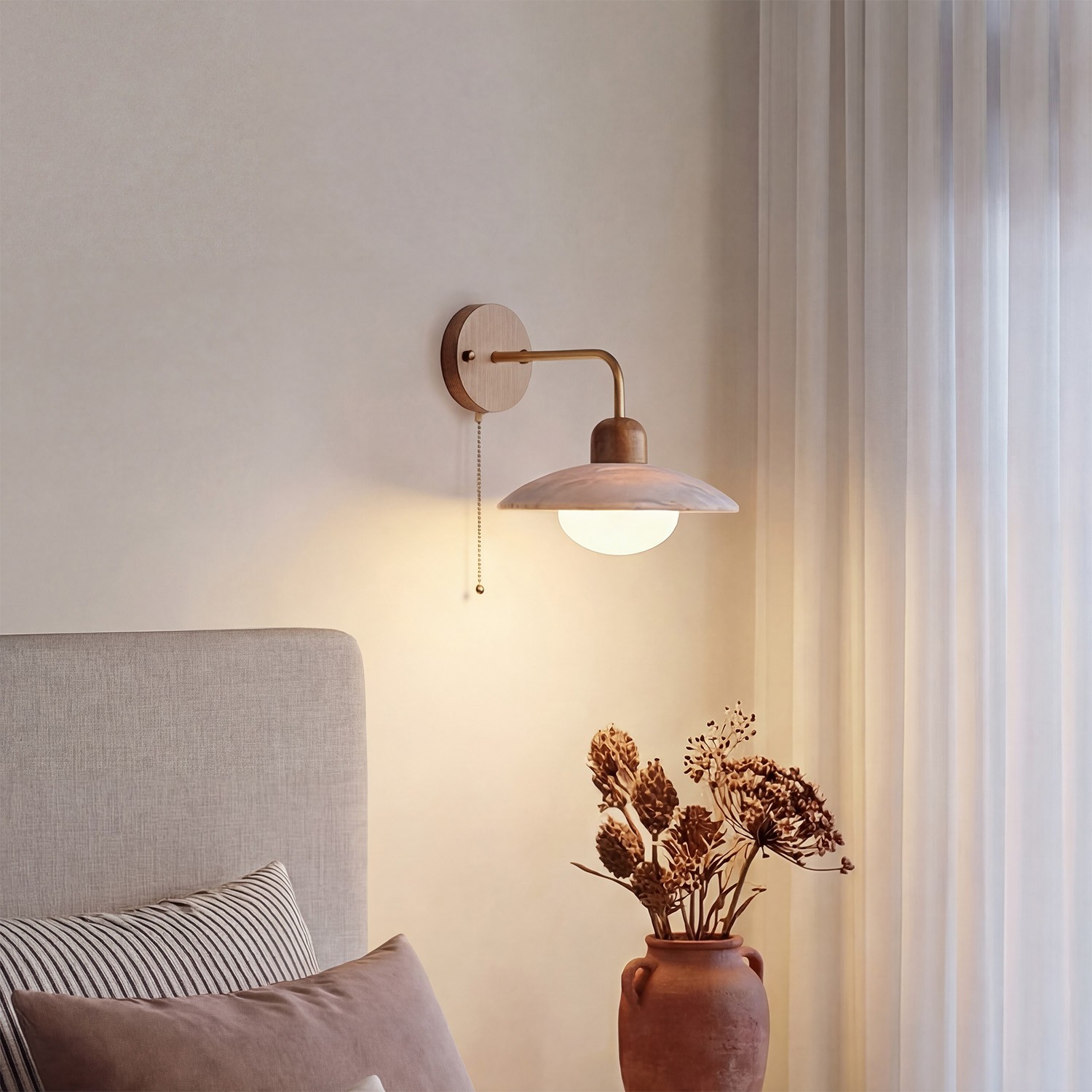 Habakkuk Farmhouse Disc Travertine Wall Sconce