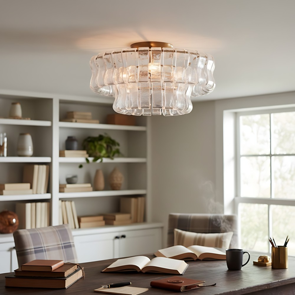 Giha Modern Double-Layer Curved Glass Chandelier
