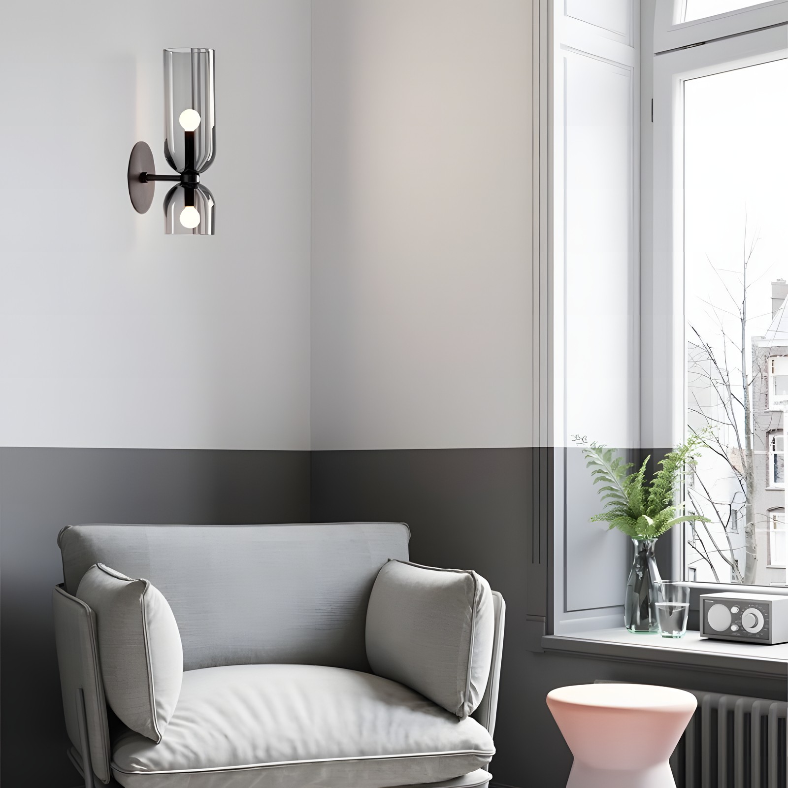 Trisia Modern Up Down Glass Wall Sconce