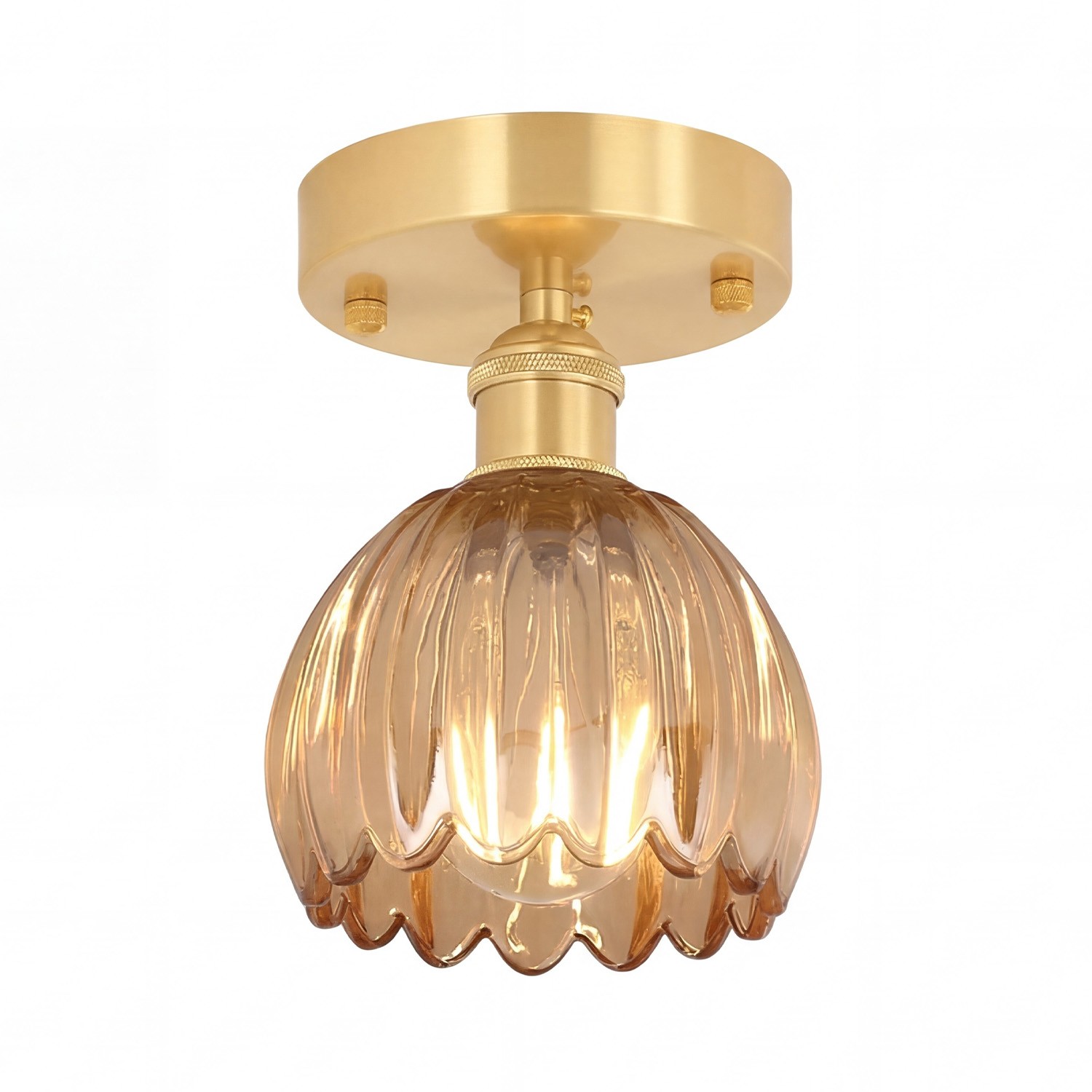 Ozir Stained Glass Flush Mount Tulip Light