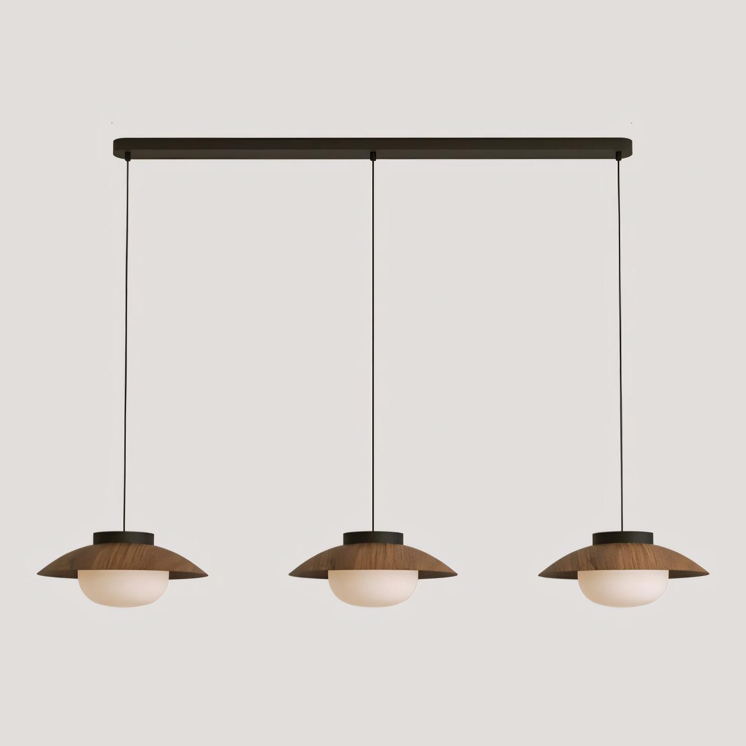 Uthar 3 Light Led Wood Color Round Pendant Light