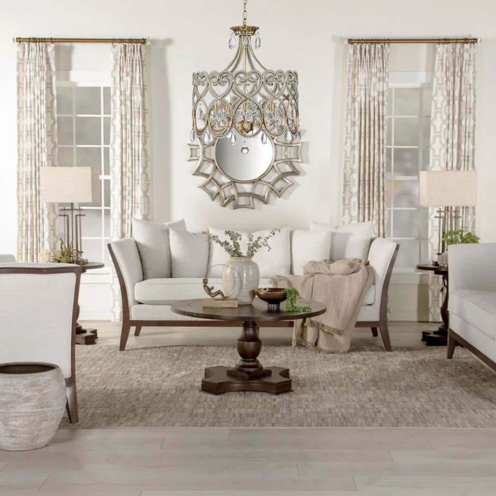 Neve Luxury French Antique Crystal Drum Chandelier