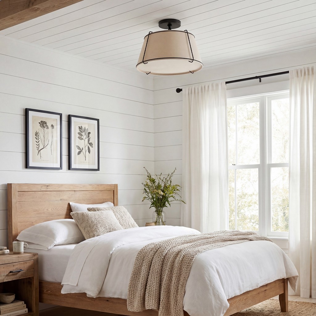 Hesperia Fabric Drum Shade Semi Flush Mount