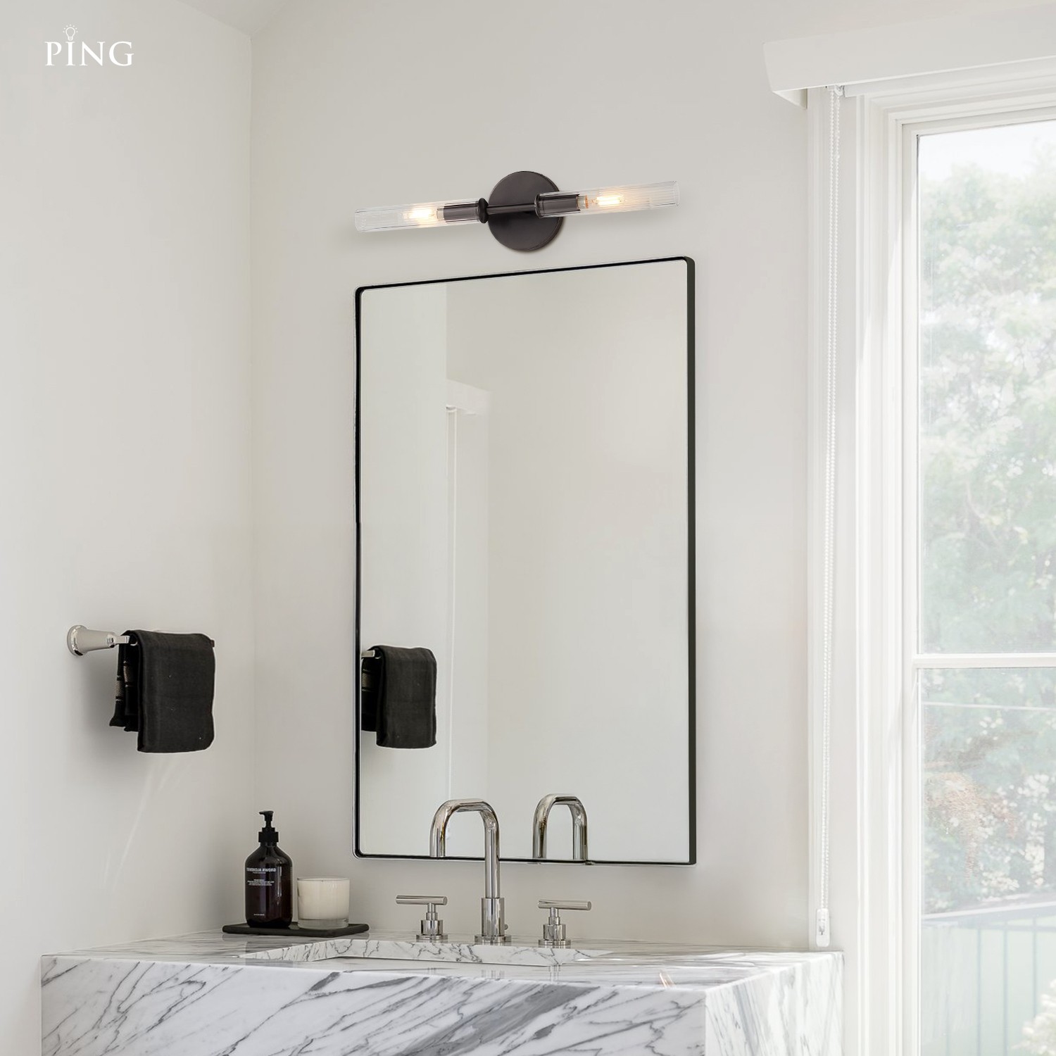 Alice Farmhouse Transparent Ribbed Glass Double Tube Sconce