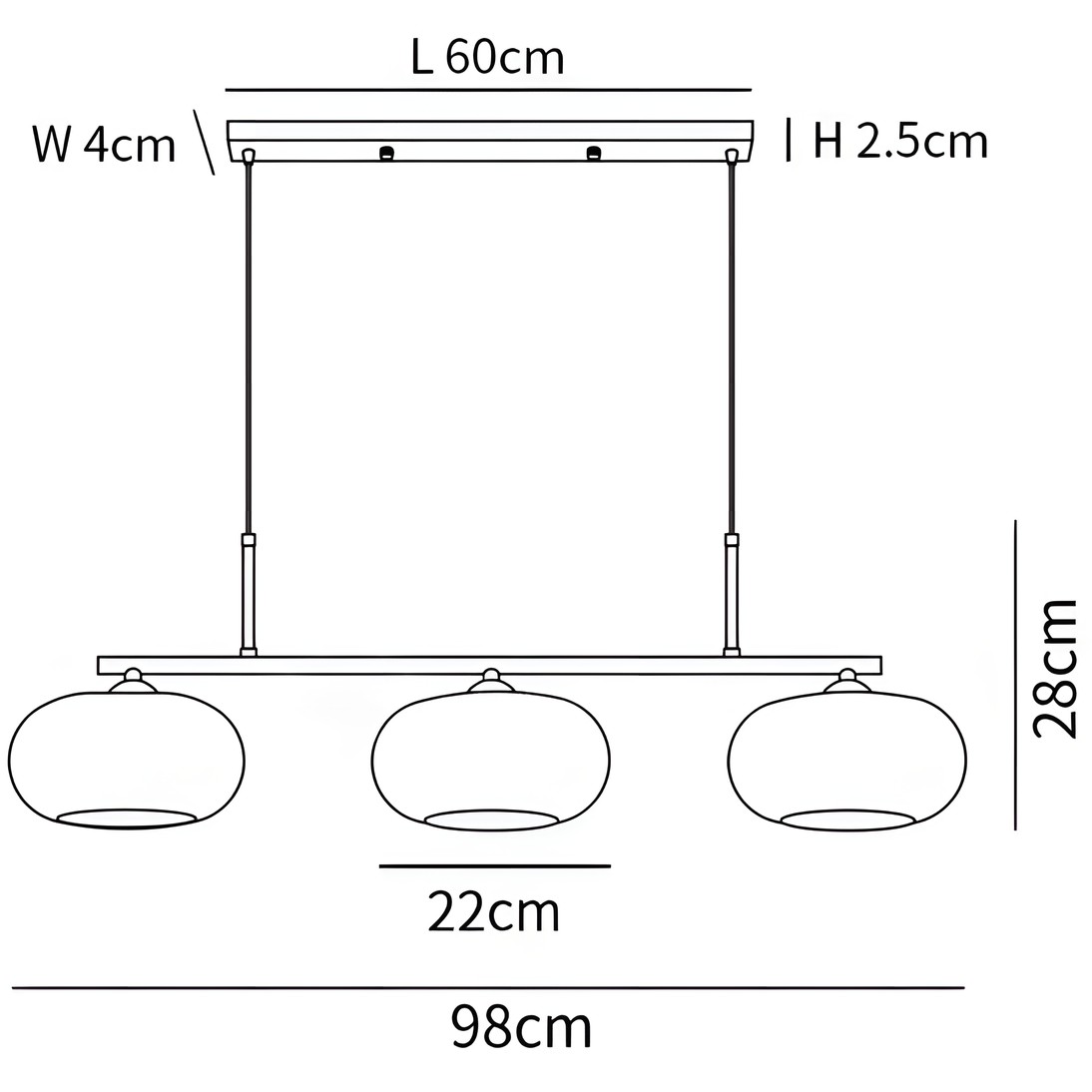 Wrythe 3-Light Milk Glass Linear Pendant Light