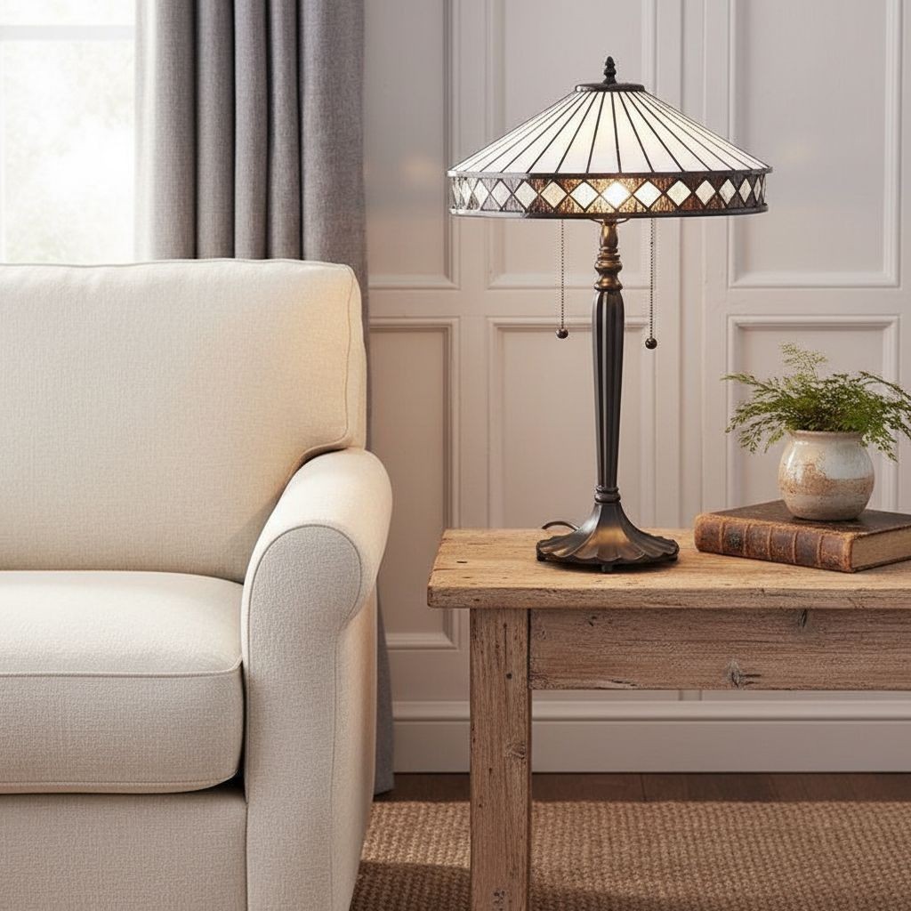 Zephira Tiffany White Glass Table Lamp