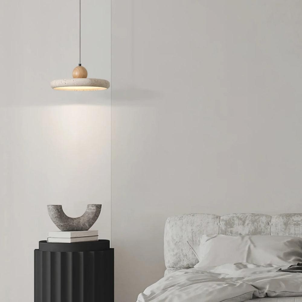 Aggiea Minimalist Yellow Travertine Frisbee Pendant Lamp