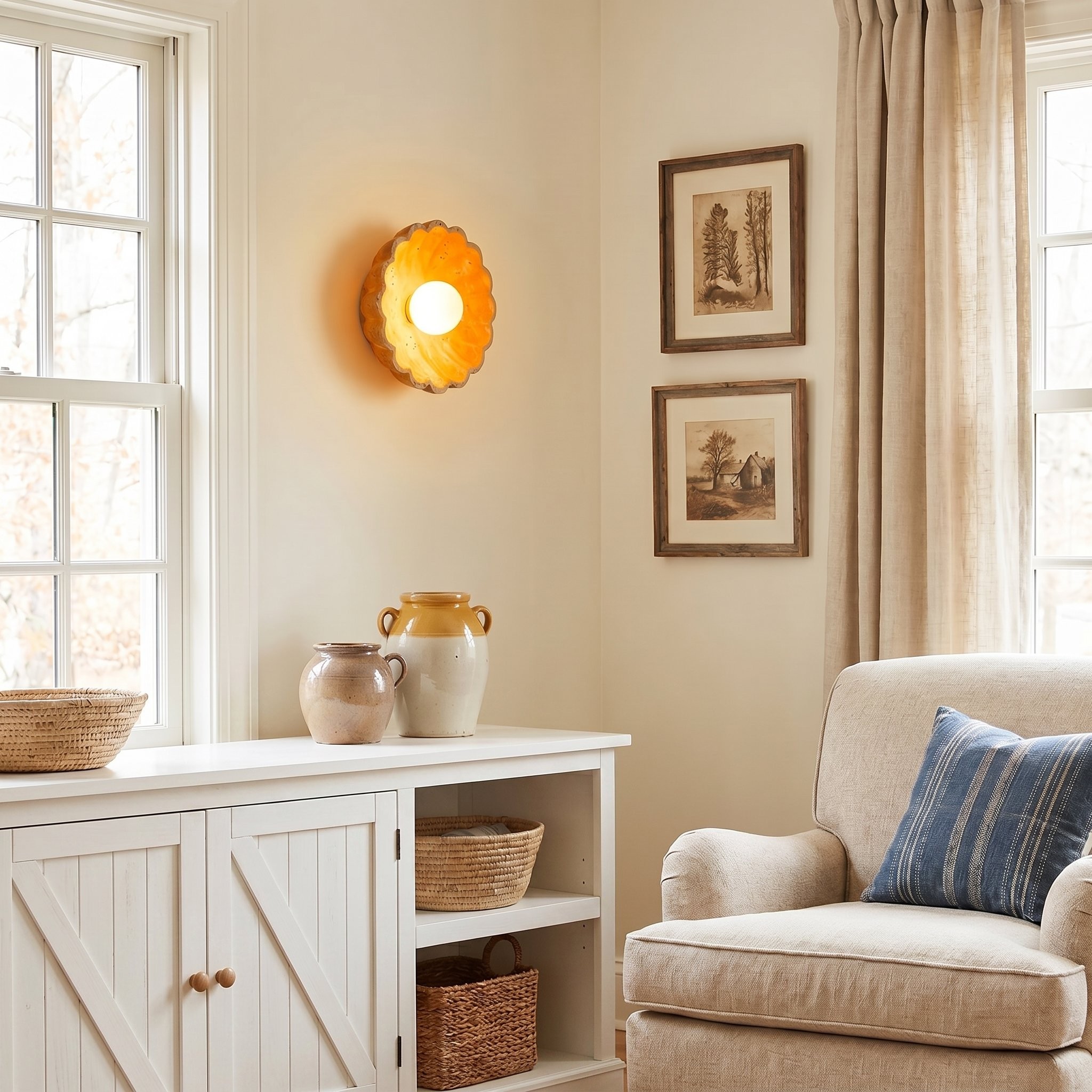 Ailish Modern Travertine Flower-Shaped Wall Lamp
