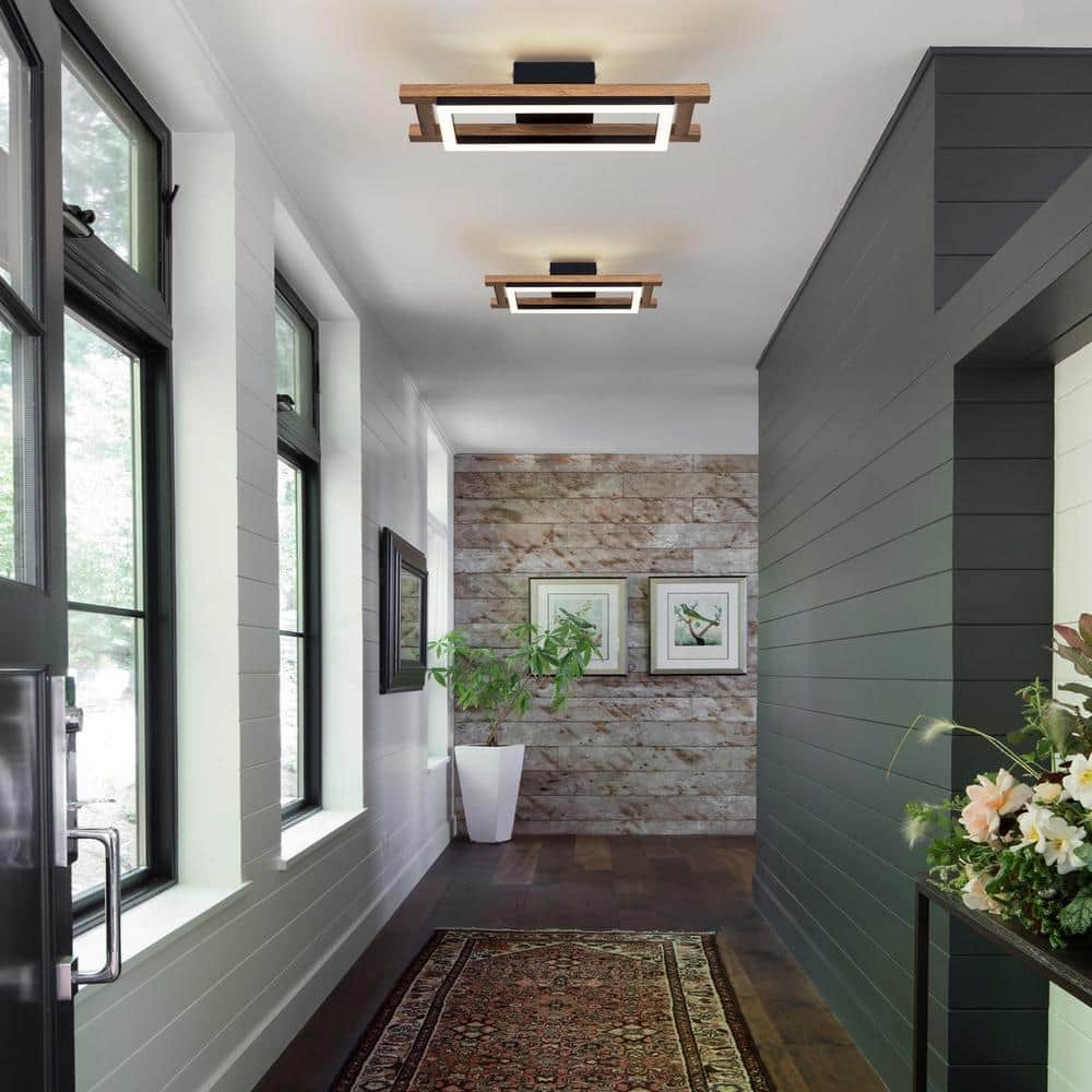 Radiance Farmhouse Led Wood Rectangular Ceiling Light