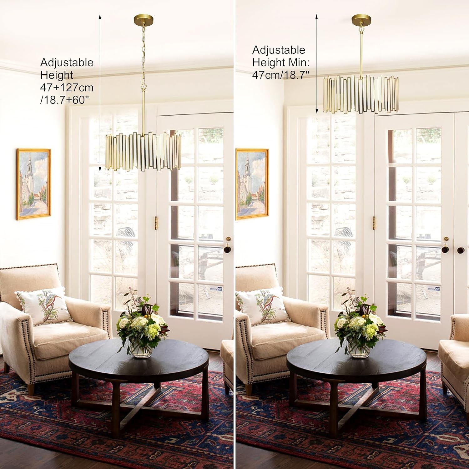 Atchison 4 Light Drum Shade Chandelier with Tiffany Glass for Dining Room