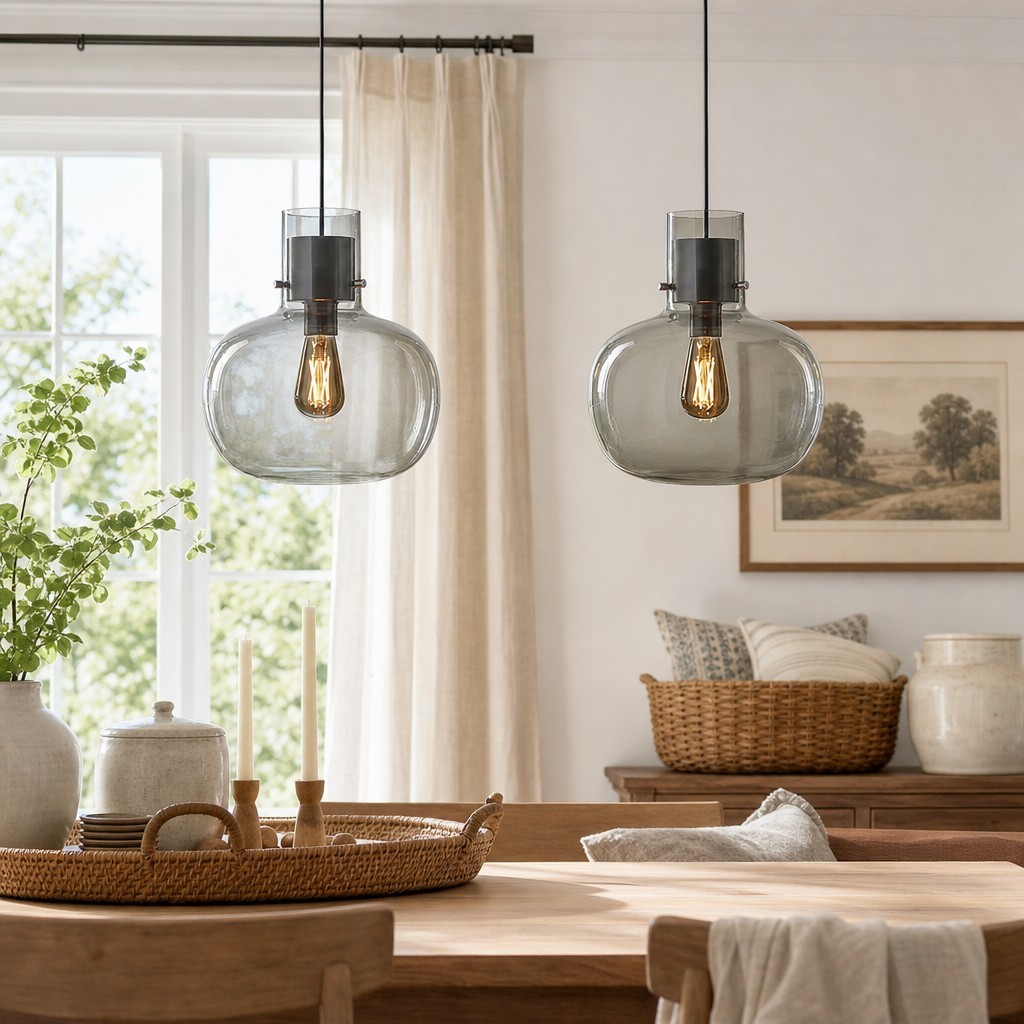 Dravon Minimalist Amber Glass Bottle Pendant Light