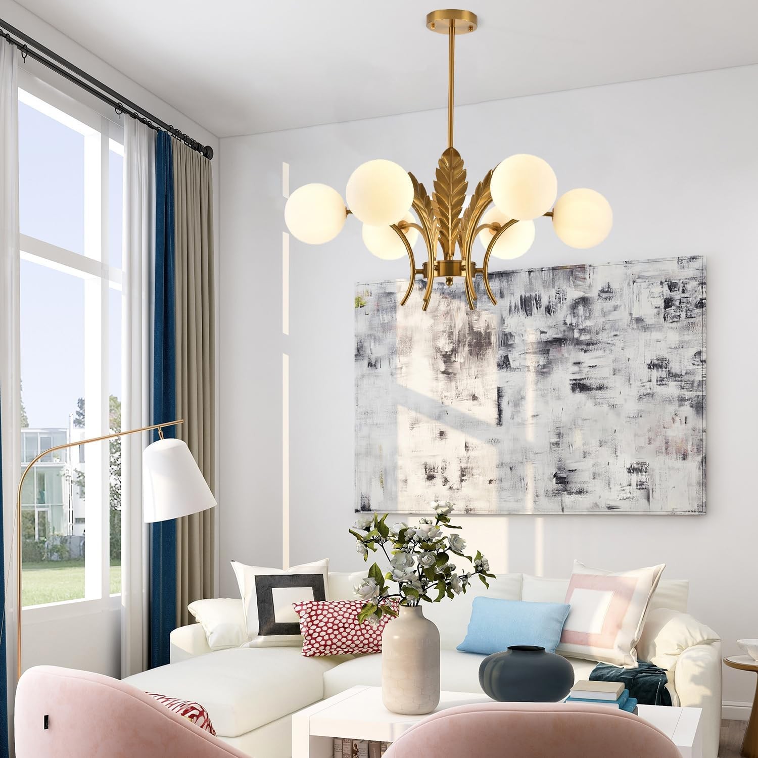 Zephyr Luxury 6-Lights Globe Glass Chandelier