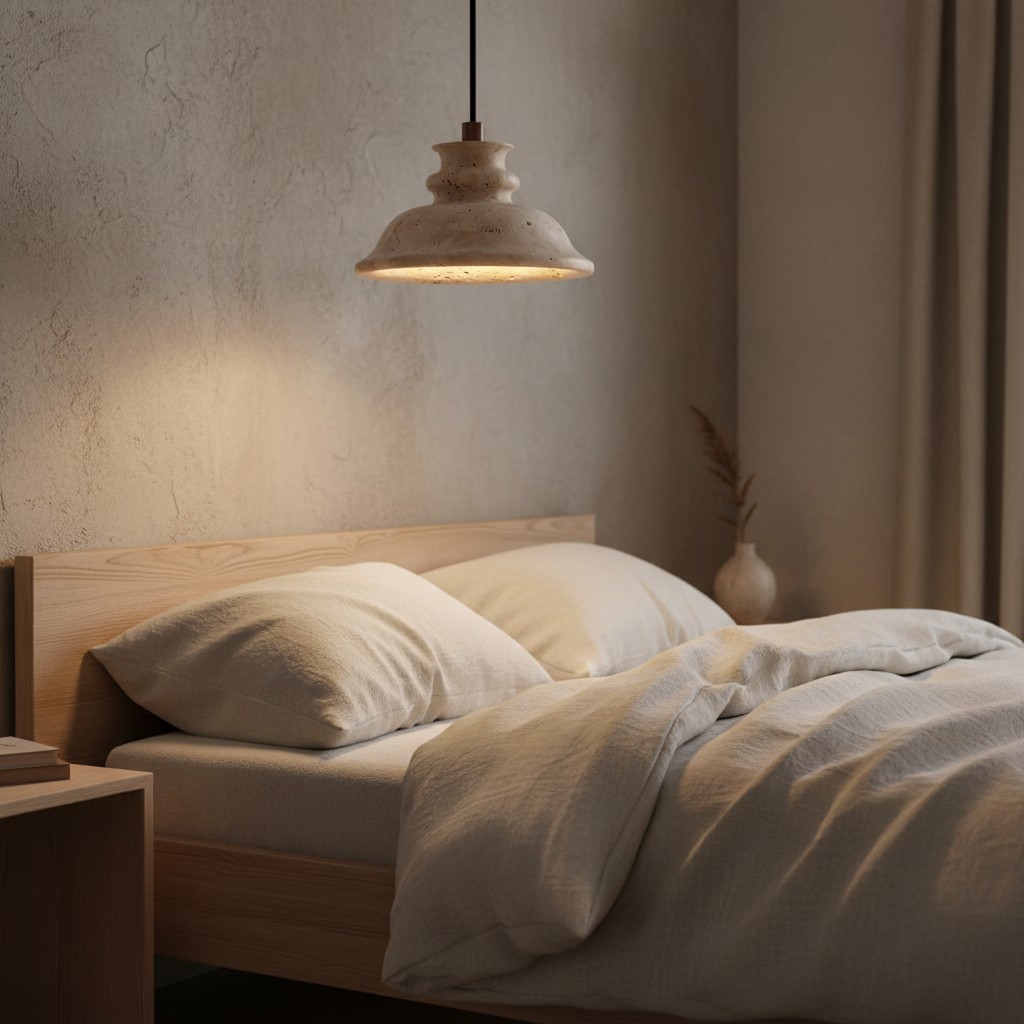 Jones Wabi Sabi Natural Sculpted Travertine Pendant Lamp