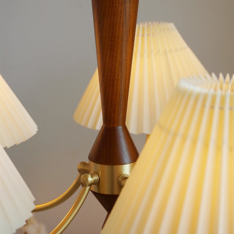 Axel Rustic Pleated Shade Wood Chandelier