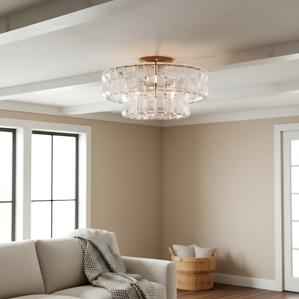 Giha Modern Double-Layer Curved Glass Chandelier