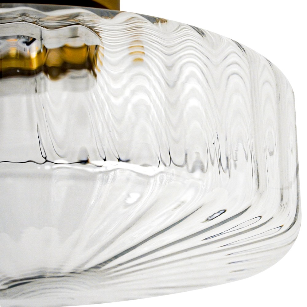 Levi Farmhouse Ribbed Glass Brass Ceiling Light
