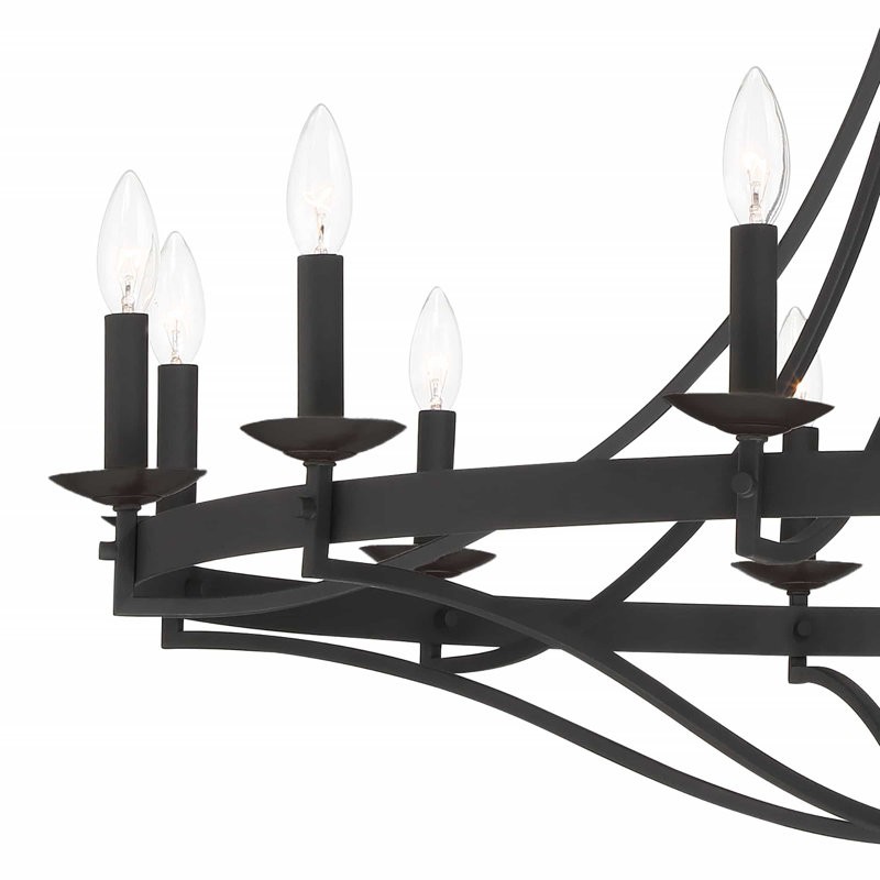 Adele Farmhouse Black Metal Wagon Wheel Chandelier