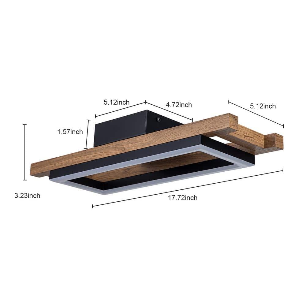 Radiance Farmhouse Led Wood Rectangular Ceiling Light