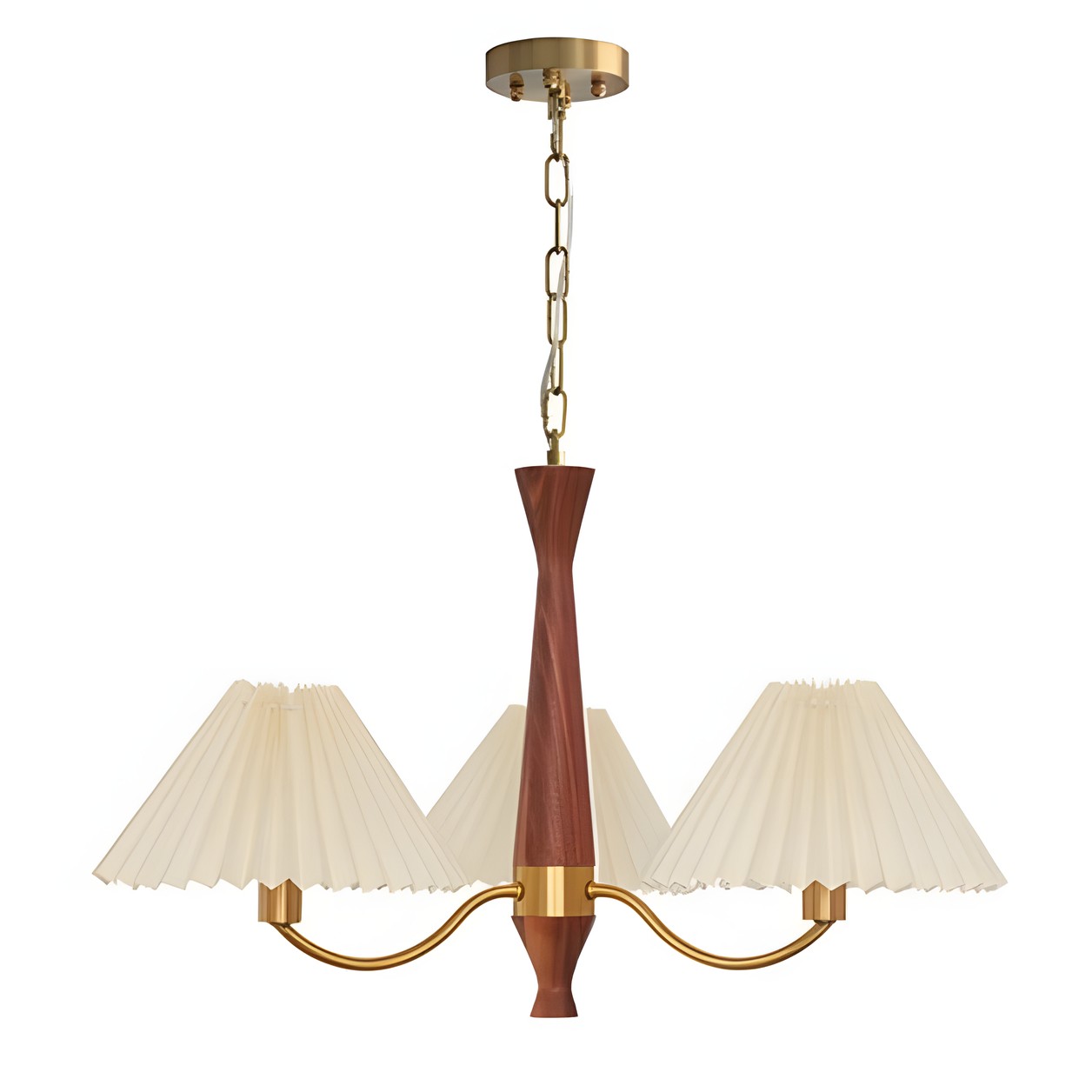 Axel Rustic Pleated Shade Wood Chandelier