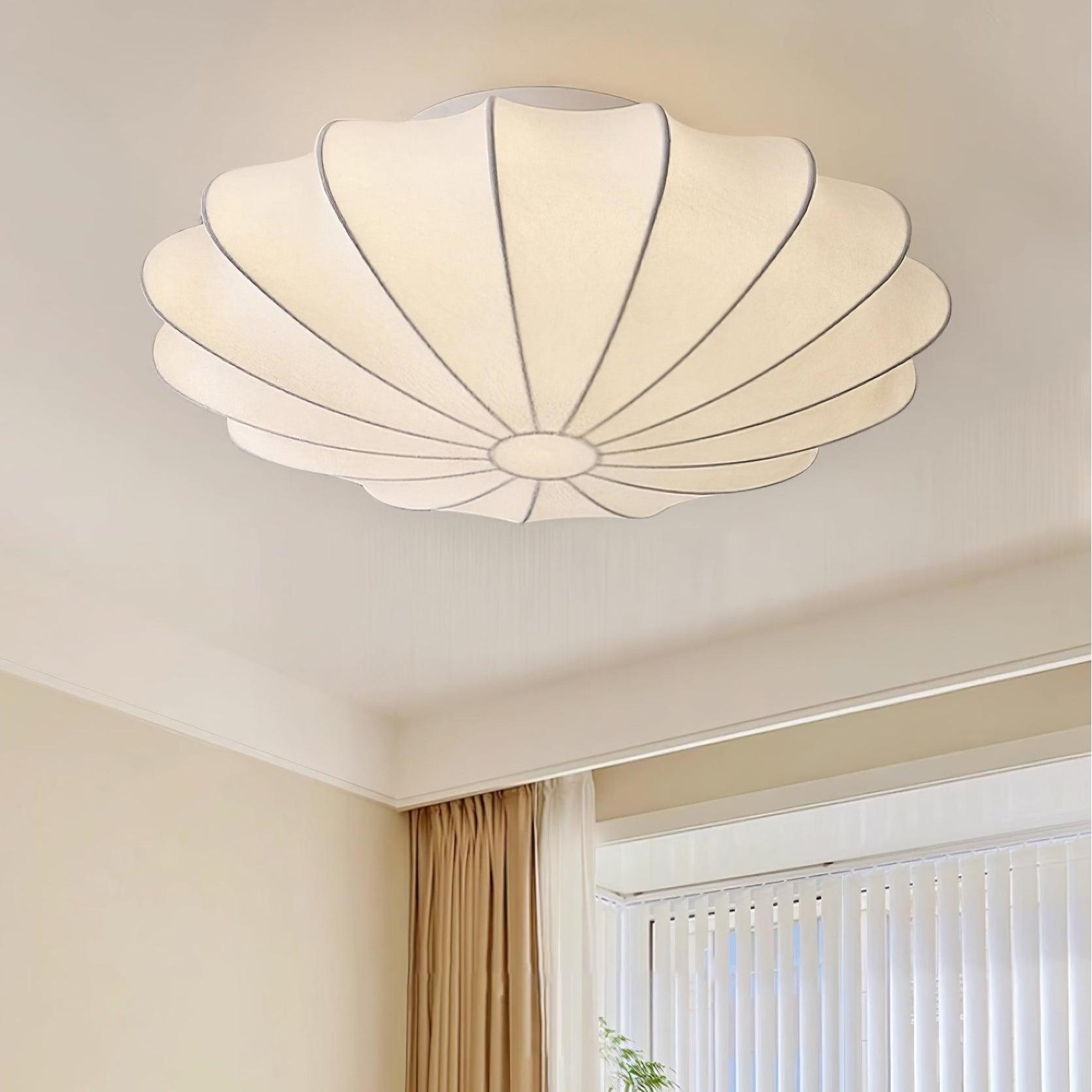 Savionne White Silk Seashell Flush Mount Light