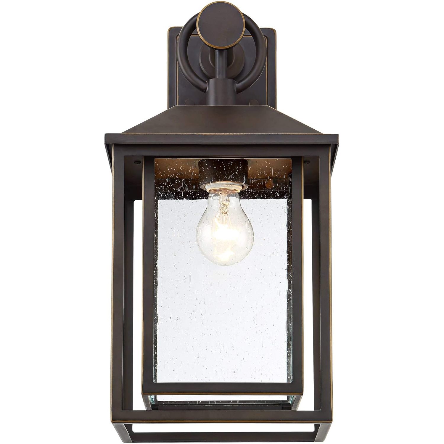 Mythor Bronze Textured Clear Glass Lantern Outdoor Sconce