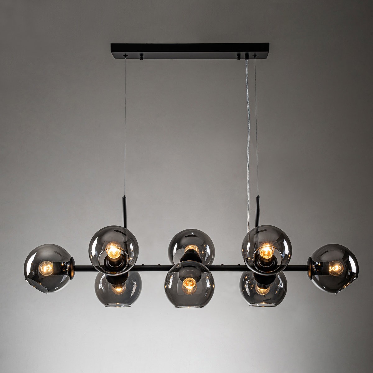 Malley Modern 8-Light Black Globe Glass Chandelier