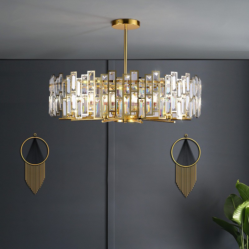 Quirin Luxurious Gold Round Crystal Chandelier