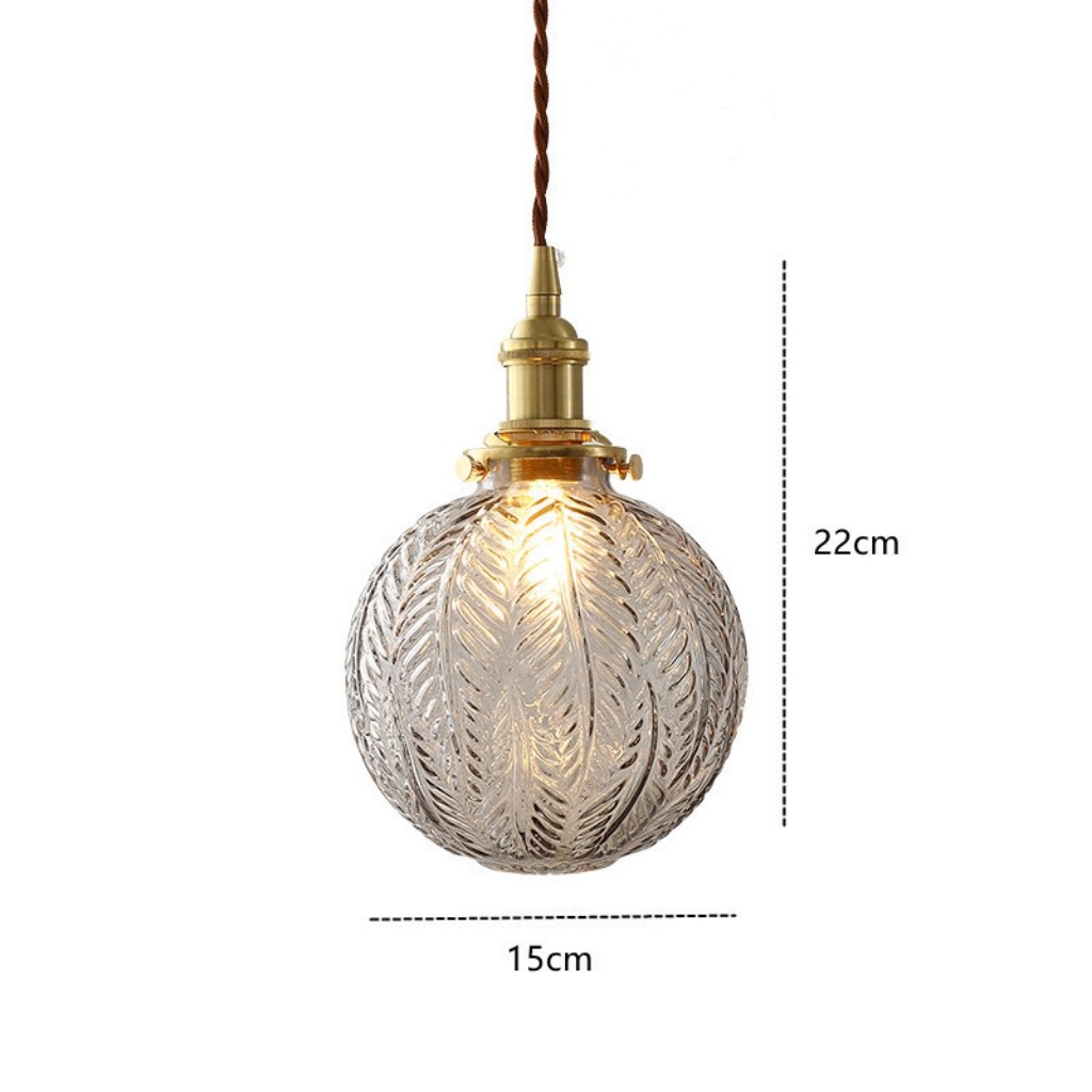 Logana Vintage Feather Texture Glass Globe Pendant Light