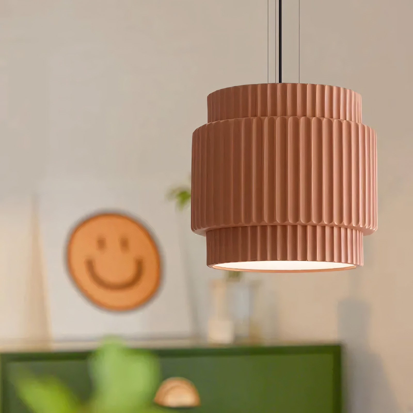 Brisby Striped Frosted Fluted Ceramic Pendant Light